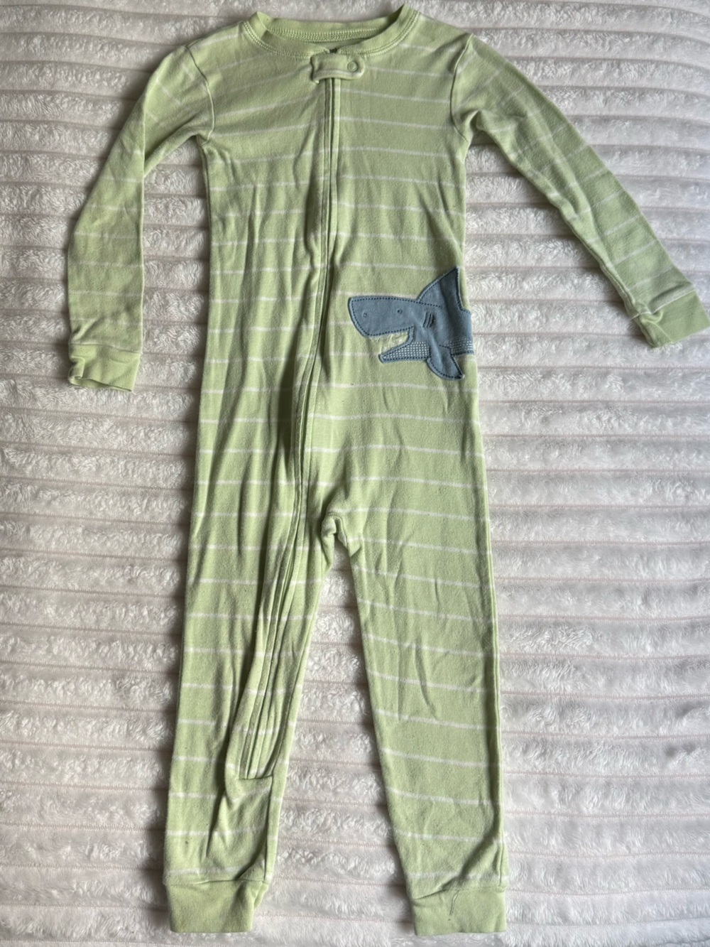 Carter's Light Green Stripe Sleep Sack with Blue Whale Appliqué